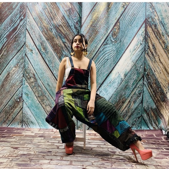 Handmade Baggy Patchwork Overall Maxi Jumpsuit - Picture 4 of 6